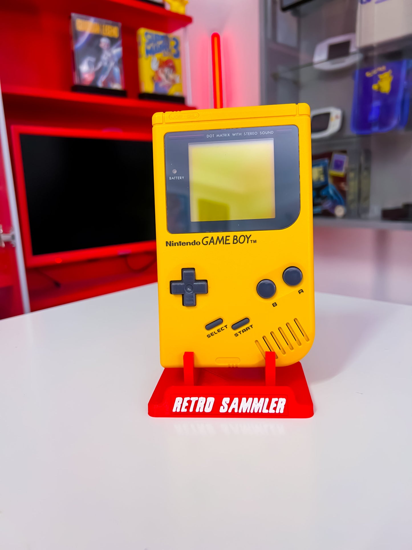 GameBoy Classic DMG in Gelb Banana Jim mit Acrylbox