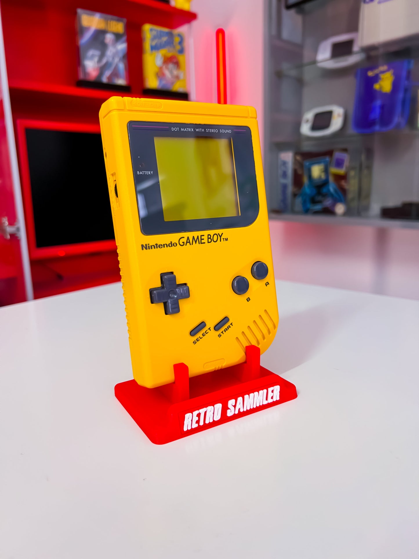GameBoy Classic DMG in Gelb Banana Jim mit Acrylbox