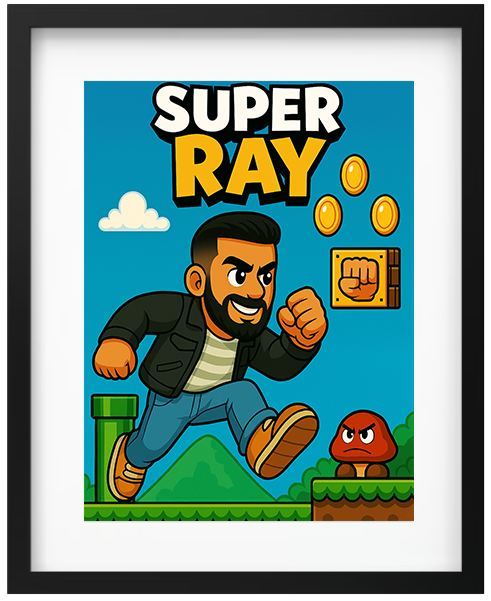 Dein Foto als Gaming Held - Poster mit Rahmen