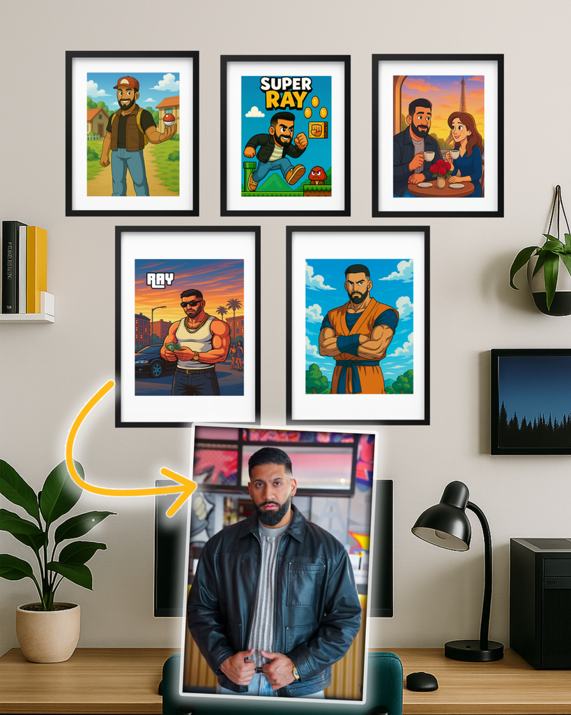 Dein Foto als Gaming Held - Poster mit Rahmen