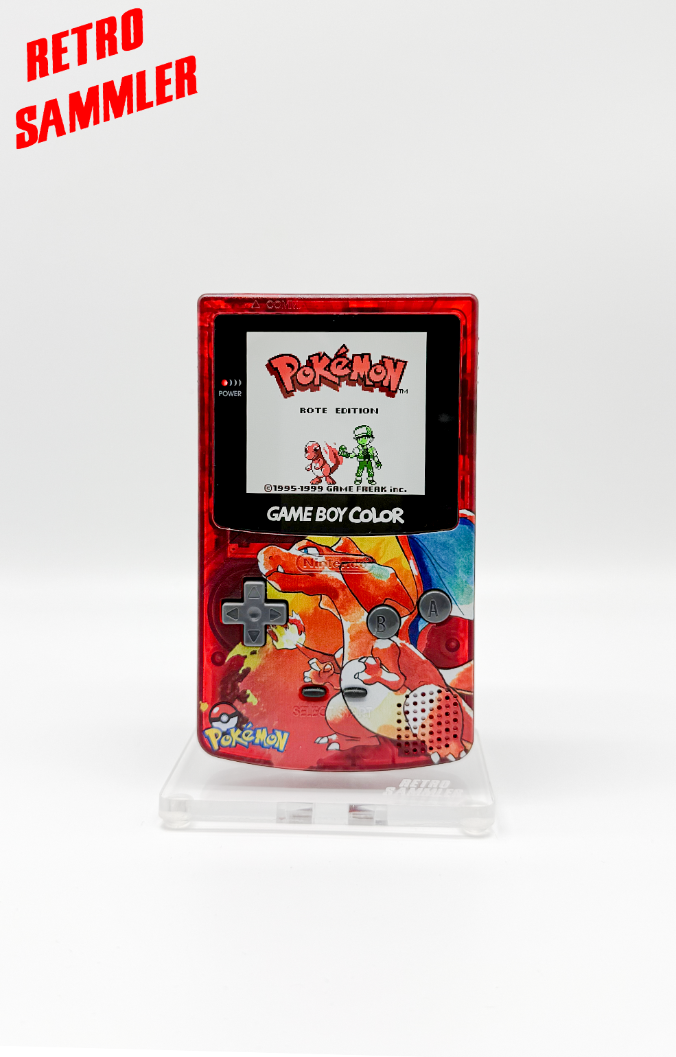 GameBoy Color mit IPS Display + Touch - Glurak Rot Custom
