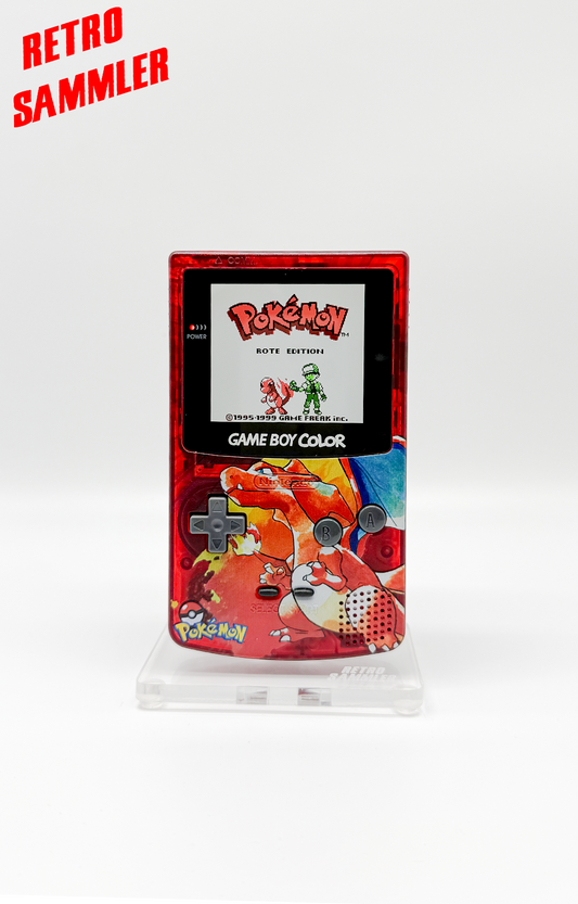 GameBoy Color mit IPS Display + Touch - Glurak Rot Custom