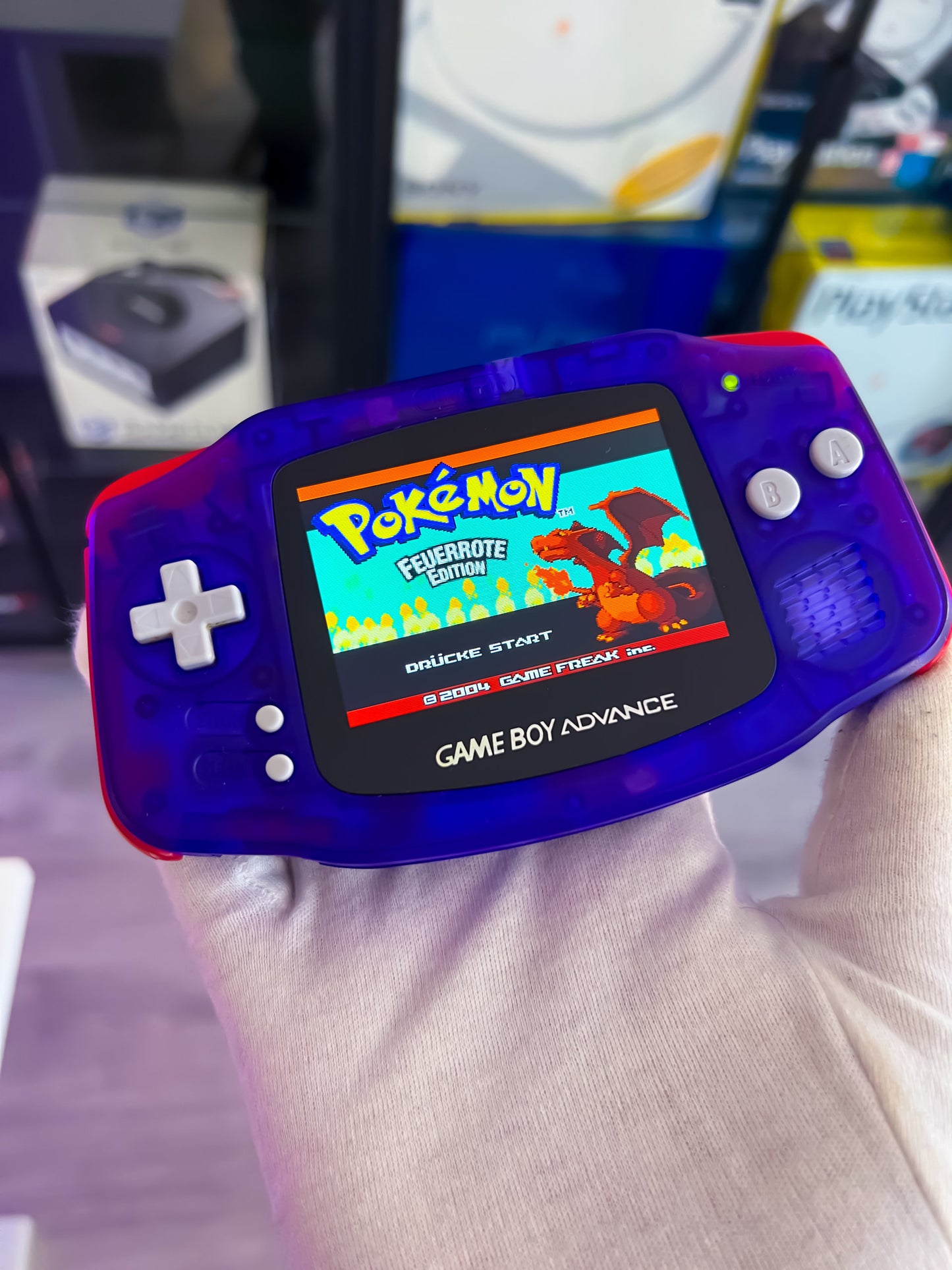 GameBoy Advance im Purple Red Transparent Design IPS Display V5