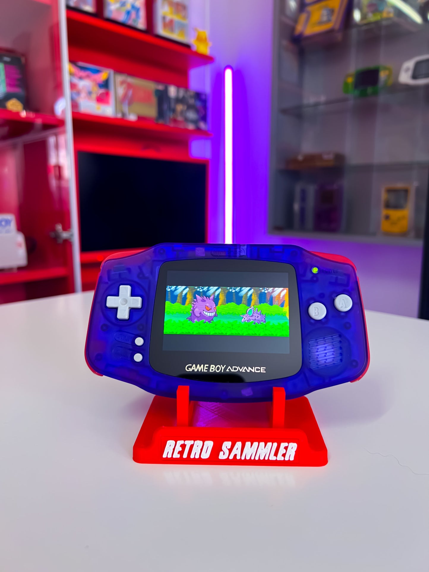 GameBoy Advance im Purple Red Transparent Design IPS Display V5