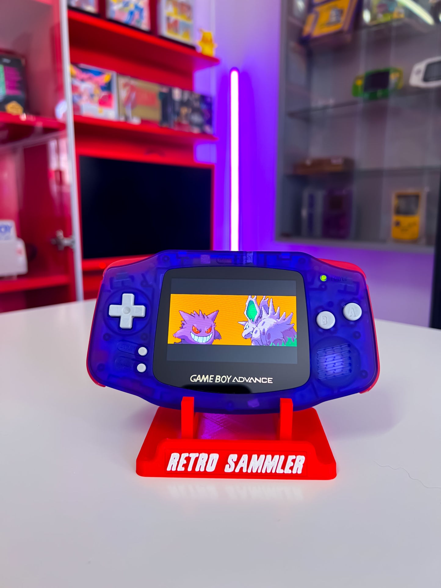 GameBoy Advance im Purple Red Transparent Design IPS Display V5