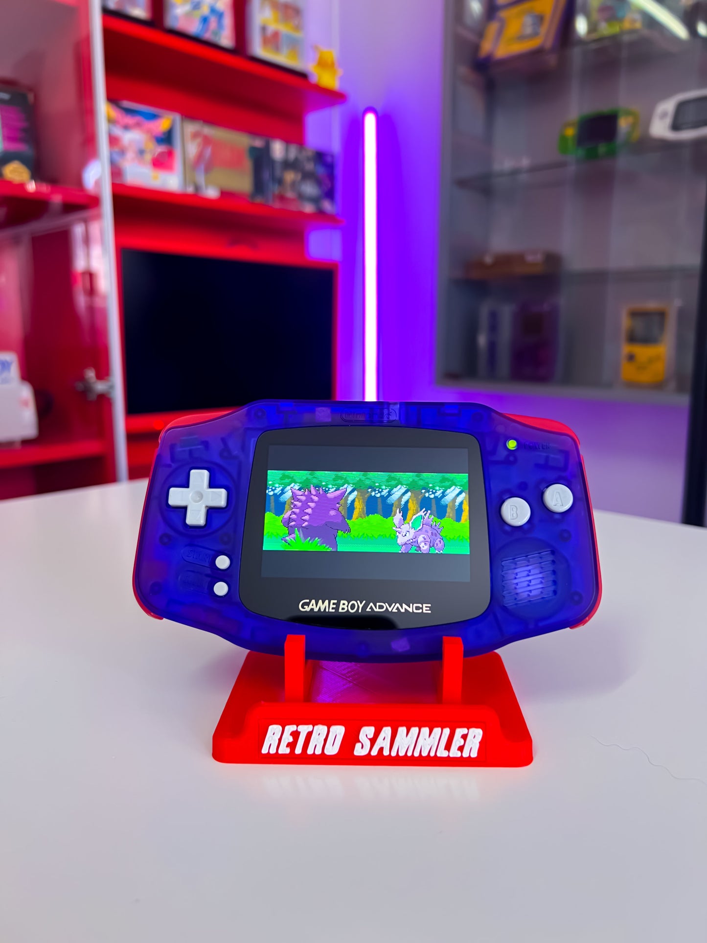 GameBoy Advance im Purple Red Transparent Design IPS Display V5