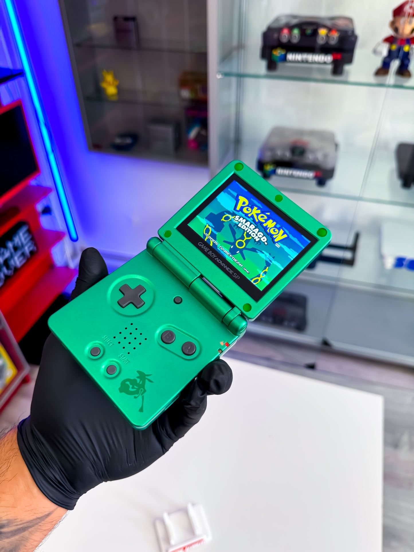 GameBoy Advance SP Rayquaza mit IPS Display V5