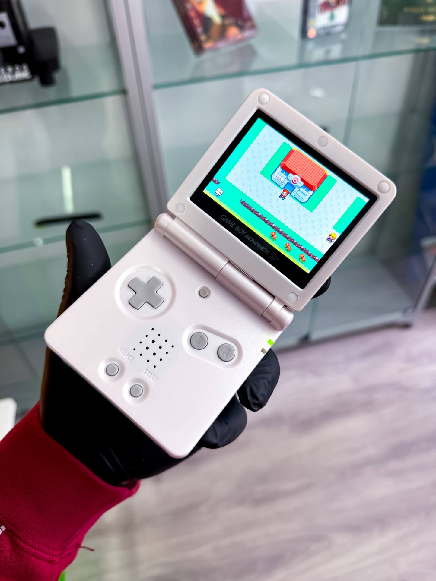 GameBoy Advance SP – Mewtu Design mit IPS Display V5