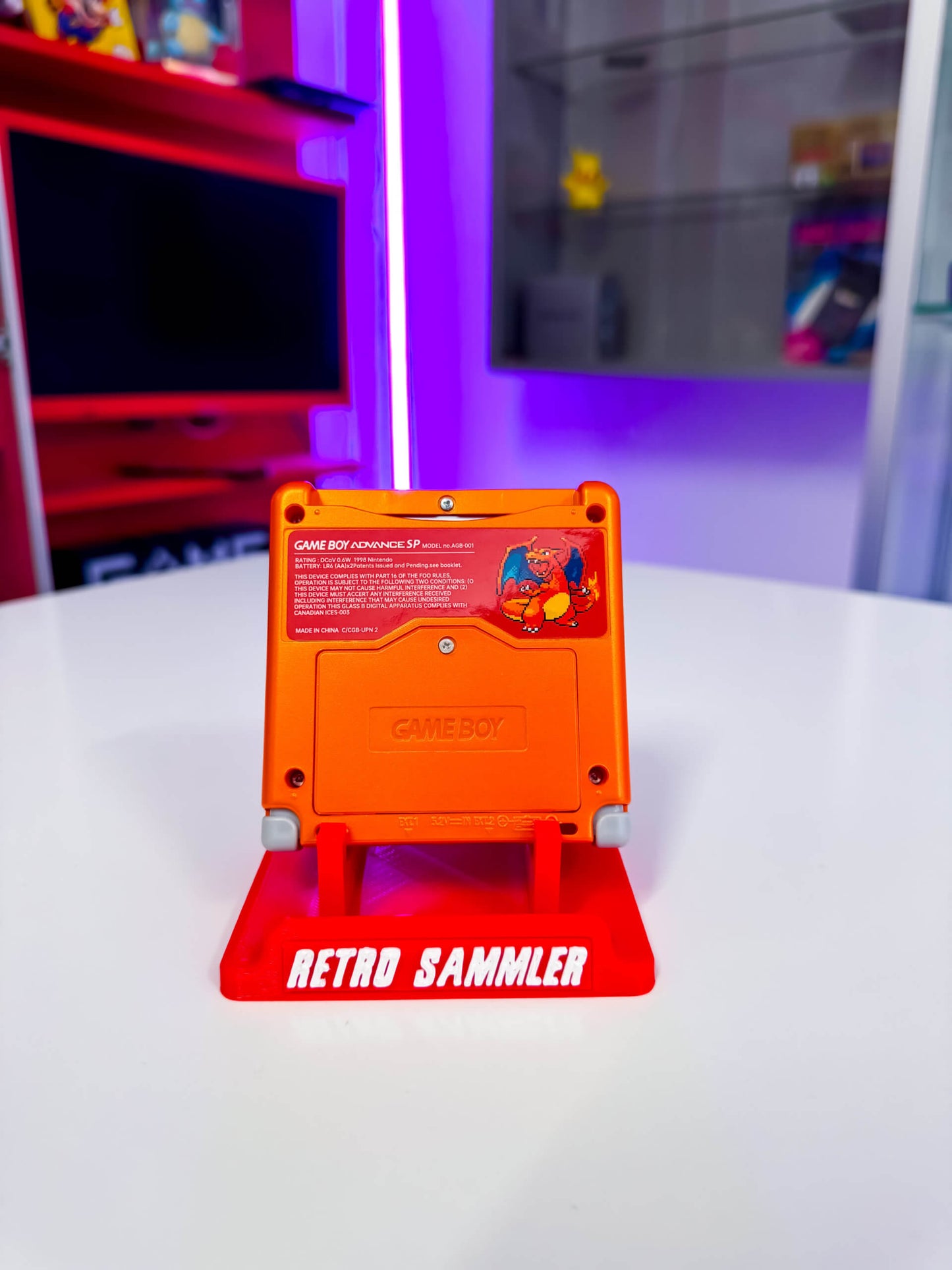 GameBoy Advance SP mit IPS Display V5 – Im Glurak Design Custom