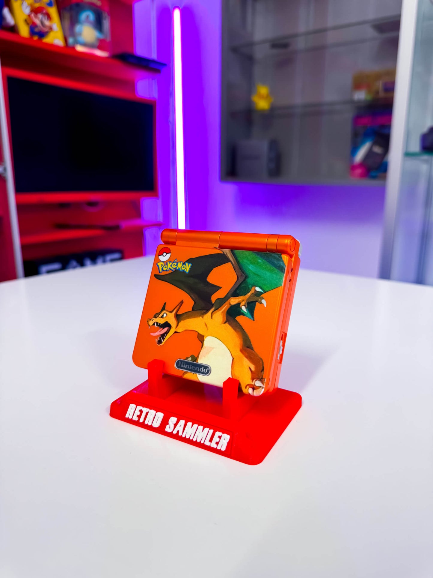 GameBoy Advance SP mit IPS Display V5 – Im Glurak Design Custom