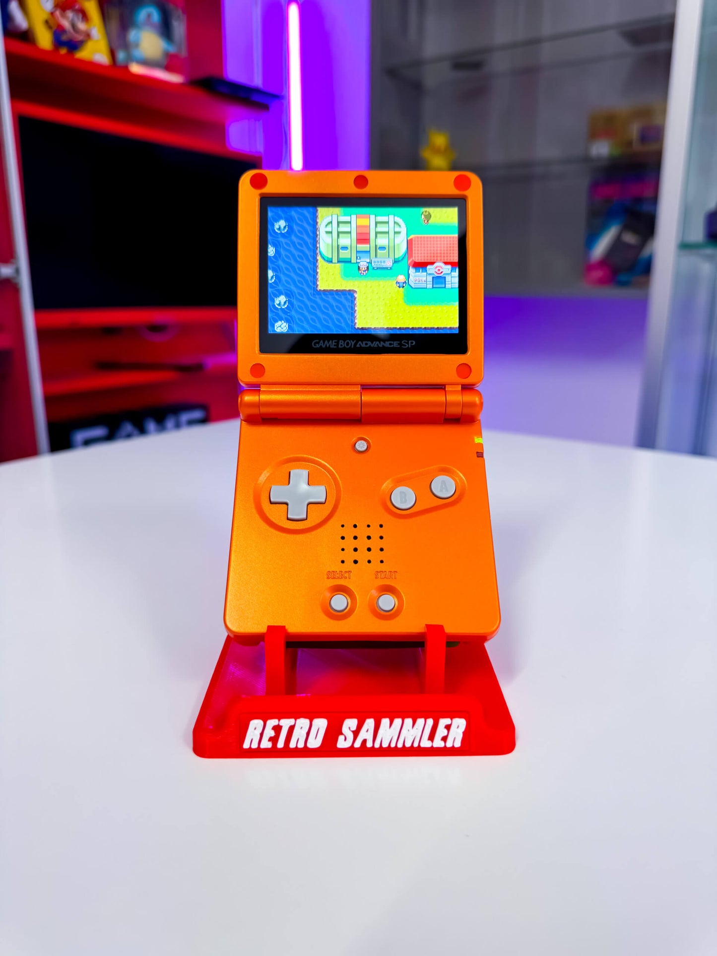 GameBoy Advance SP mit IPS Display V5 – Im Glurak Design Custom