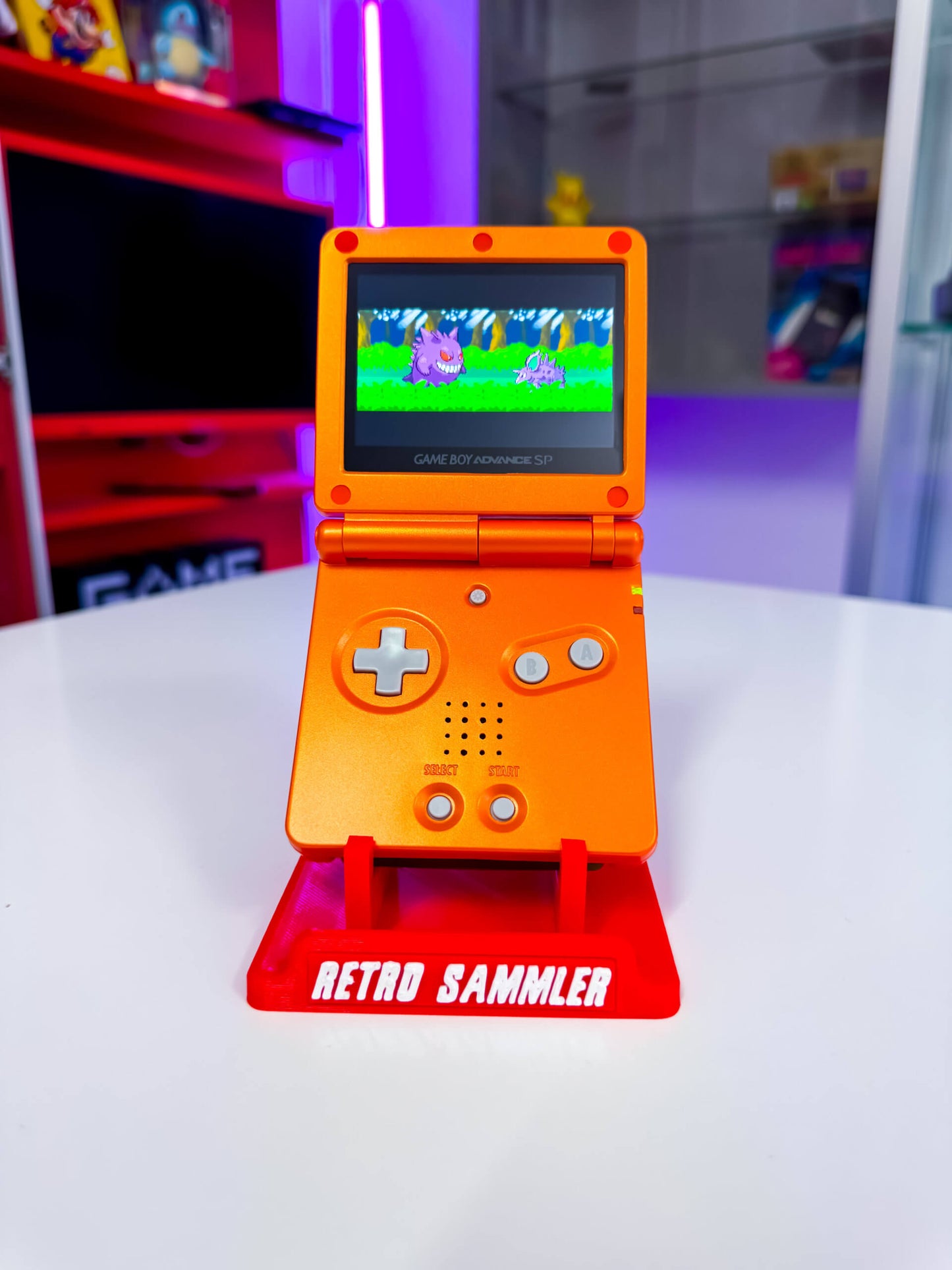 GameBoy Advance SP mit IPS Display V5 – Im Glurak Design Custom