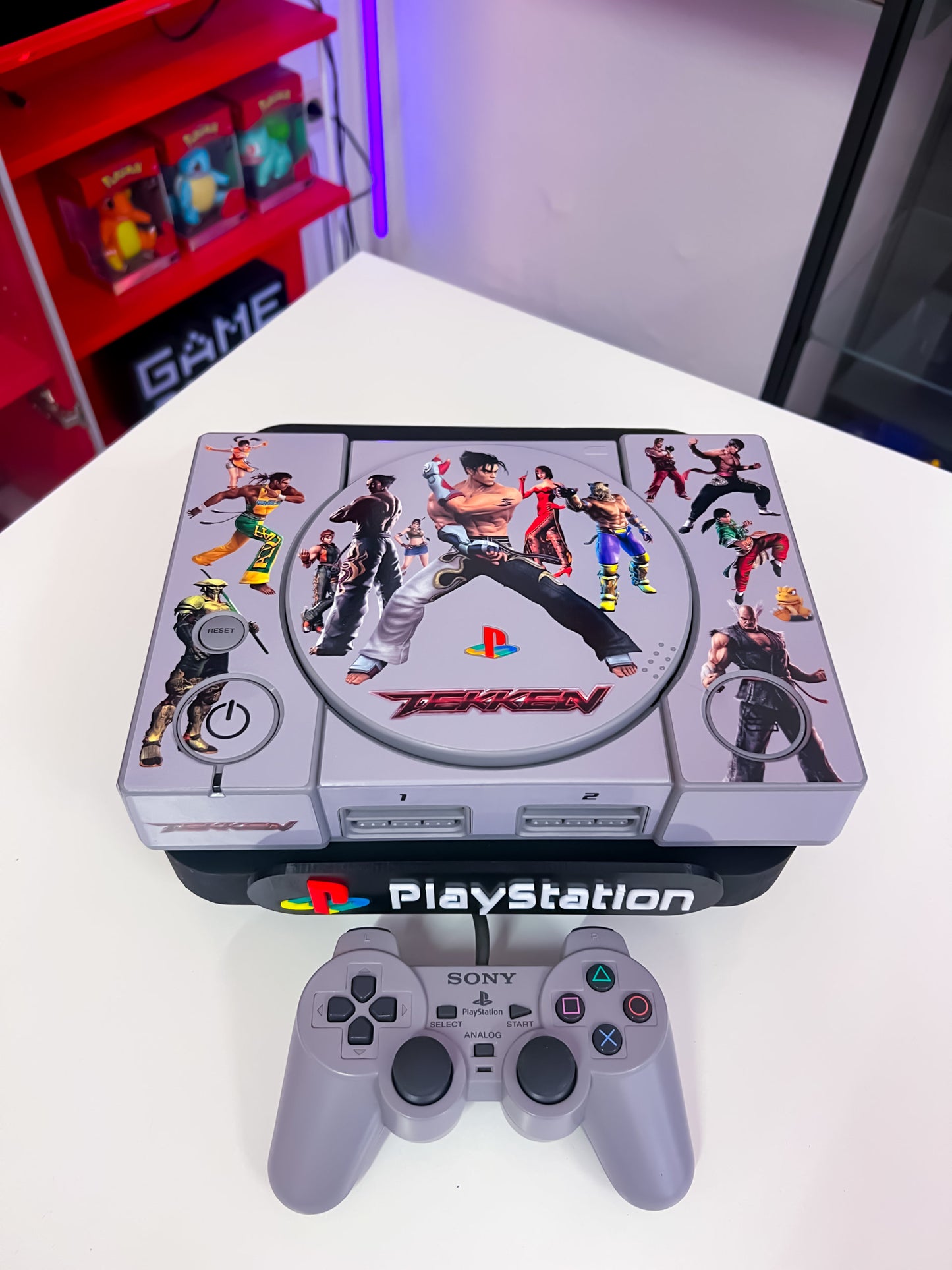 PlayStation 1 Konsole im Tekken Design (Custom)