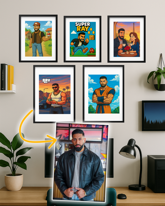 Dein Foto als Gaming Held - Poster mit Rahmen